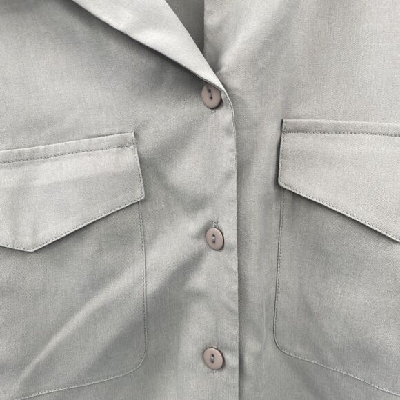 VTG ANNA & FRANK 100% SILK LIGHT GREEN LS BLOUSE SHOULDER PADS WOMENS XL - Picture 4 of 13